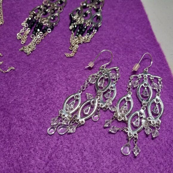 Silver tone Dangling Shapes Earrings - Picture 6 of 8